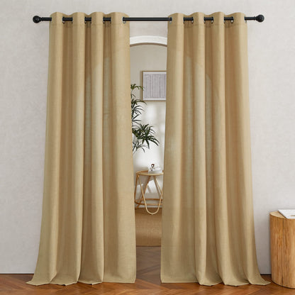 NICETOWN Semi Sheer Linen Ivory Curtains for Bedroom, W52xL84, 2 Panels