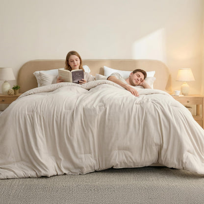 Bedsure Queen Size Comforter Sets, Beige Cationic Dyed Bedding Set 3 Pcs