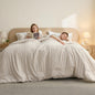 Bedsure Queen Size Comforter Sets, Beige Cationic Dyed Bedding Set 3 Pcs