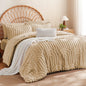 MR&HM Queen Comforter Set 7 Pieces, Fluffy Tufted Boho Beddding Set Beige