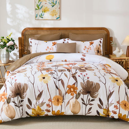 Annibedding Queen Comforter Set 8 Pieces Pink Floral Bed in Bag All Season