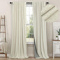 100% Blackout Curtains 84 Inch Length 2 Panels Set Neutral Boho Linen Farmhouse for Bedroom Windows Living Room Darkening Thermal Insulated Drapes Natural Cream Ivory 7ft Long Back Tab Pleated Pocket