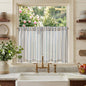 jinchan Linen Striped Tier Curtains for Kitchen Windows Green 26 x 24 inch