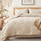 Zzlpp Queen Comforter Set 7 Piece, Beige Bed in a Bag Queen Bedding Sets
