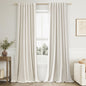 Guken Cream Linen Blackout Curtains 84 Inch Length 2 Panels Set for Living Room Bedroom Back Tab Thermal Insulated 100% Black Out Drapes Room Darkening Window Curtain Ivory Natural Beige