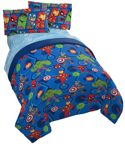 Marvel Spiderman Full Size Comforter Set 5 Piece Kids Bedding, Multi