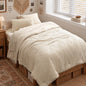 Zzlpp Queen Comforter Set 7 Piece, Beige Bed in a Bag Queen Bedding Sets