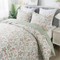 Travan 3-Piece Quilt Set Quilted Bedspread Lightweight Coverlet Set Garden Style Floral Printed Oversized Quilted Bedding Set with Shams for All Season, Exquisite, King Size