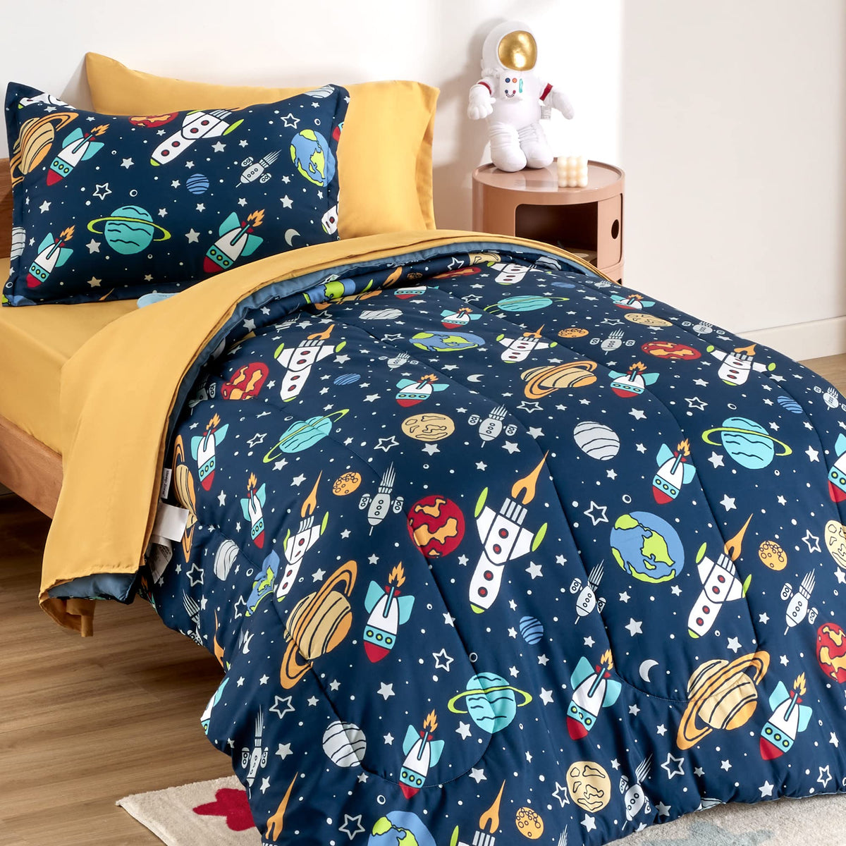SLEEP ZONE Comforter Set Bed in A Bag, 7 Pieces Girls, Cattoon Pattern for Kids, Toddlers, Teens, Ultra Soft and Washable (Garden Secret,Full/Queen)