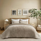 EverGrace Stripe Channel Luxury Velvet Quilt Set King Size, Beige Taupe
