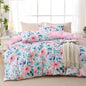 MUXHOMO Duvet Cover King Size, 3-Piece Floral Grey-Blue Bedding Set