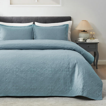 Hansleep Queen Quilt White Quilts Queen Size 3 Pieces (1 Quilt, 2 Shams)