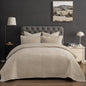PHF Diamond Pattern Luxury Velvet Quilt Set Queen Size, Sand
