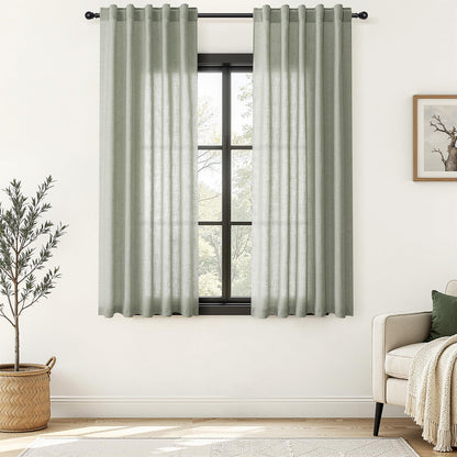 Nanspring Linen Kitchen Window Curtains Over Sink for Cafe 36x36 Inch Cream