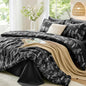 MUXHOMO Queen Comforter Set, 7-Piece Floral Bed in a Bag, Sage Green