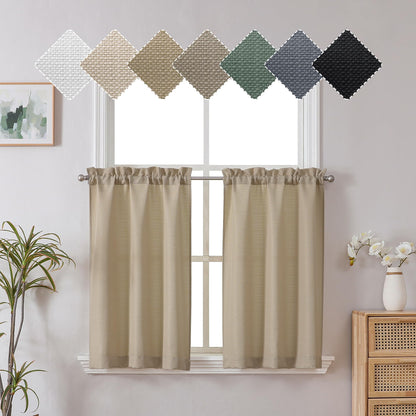 Chyhomenyc 2 Panels White Kitchen Curtains 36 Inch Length Tier Curtain