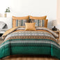 Cottolester Boho Comforter Set Queen Size 8 Piece Bed in a Bag Bohemian Striped Bedding Quilt Set Aqua Paisley Floral Comforter and Sheet Set,Soft Microfiber Complete Bedding Sets for All Season