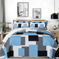 Tyrot 3 Piece Black Grey Quilt Full/Queen Size Black White Gray Bedding Set