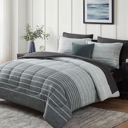 Monbix Full Size Comforter Sets - 7 Pieces Bed in a Bag Full Bedding Set