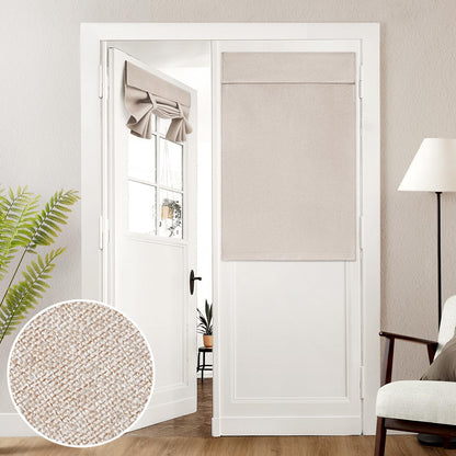 HOMEIDEAS 100% Blackout Linen Door Curtains for French Door 26x68 Inch