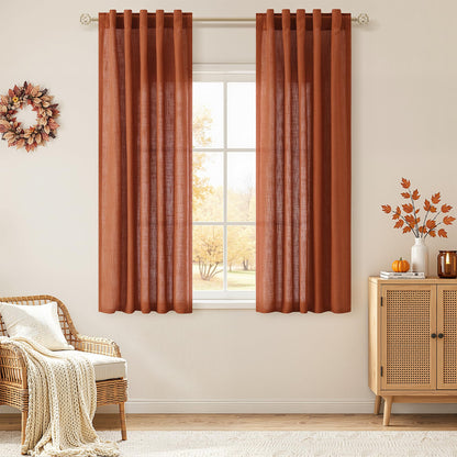 Nanspring Linen Kitchen Window Curtains Over Sink for Cafe 36x36 Inch Cream