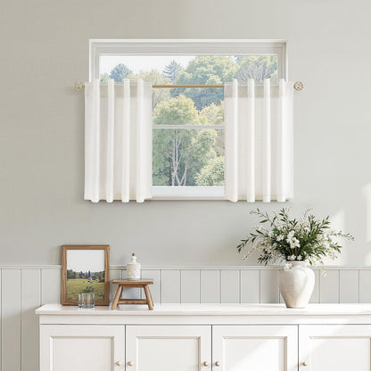 Nanspring Linen Kitchen Window Curtains Over Sink for Cafe 36x36 Inch Cream