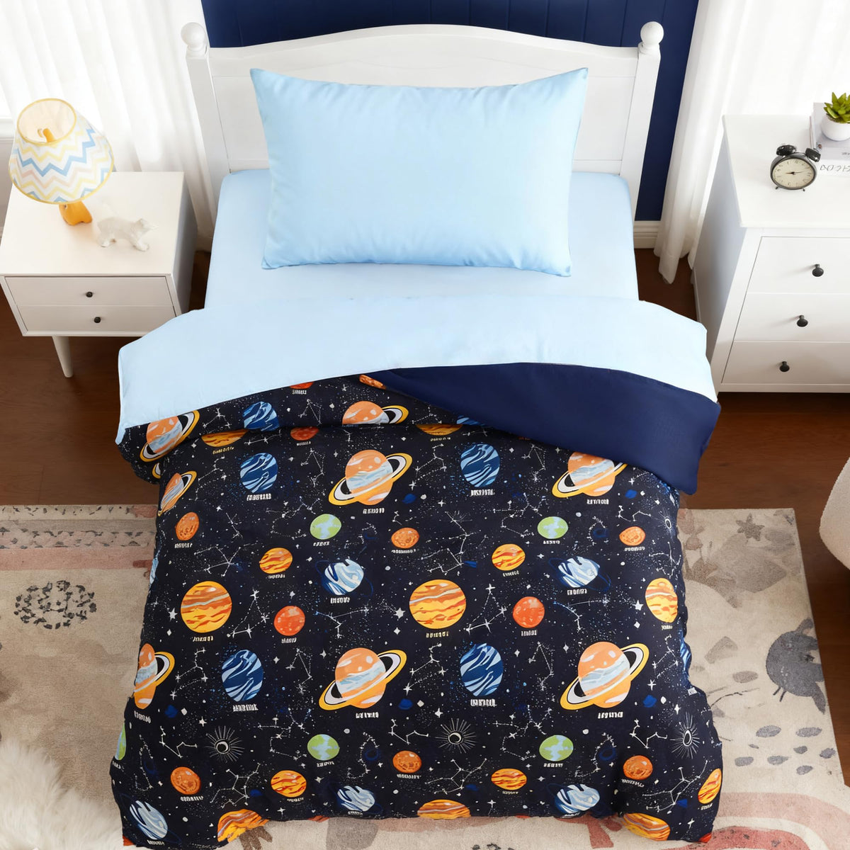 Twin Bedding Sets for Boys - 5 Pieces Space Bedding Twin Comforter Set