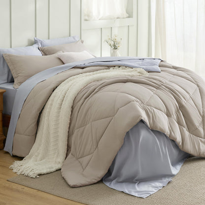 Bedsure Bed in a Bag Full Reversible Bed Set 7 Pieces Grey/Light Grey