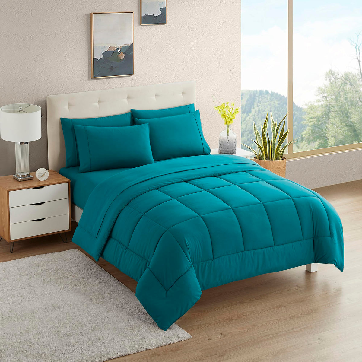 Full Size Comforter Set with Sheets - 7-Piece Bedding Collection - 1 Comforter, 1 Fitted Sheet, 1 Flat, 4 Pillowcases - Deep Pocket - Soft & Breathable Premium Quality - Ideal for All Seasons, Gray