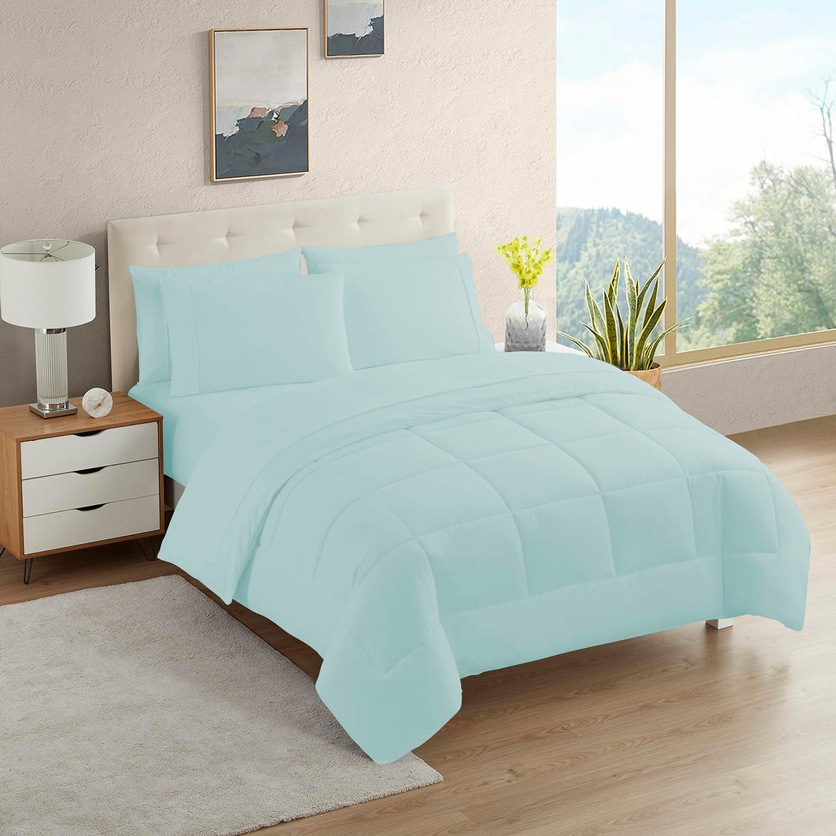 Full Size Comforter Set with Sheets - 7-Piece Bedding Collection - 1 Comforter, 1 Fitted Sheet, 1 Flat, 4 Pillowcases - Deep Pocket - Soft & Breathable Premium Quality - Ideal for All Seasons, Gray