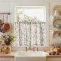 jinchan Floral Linen Kitchen Tier Curtains, 24 Inch, 2 Panels, Green