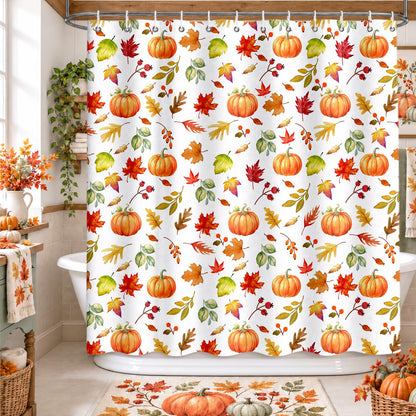 MEHOFOND Fall Birch Trees Shower Curtain Autumn Maple Leaves Shower Curtain Forest Nature Scenery Decor Fabric Bathroom Curtains with 12 Plastic Hooks 72x72 in