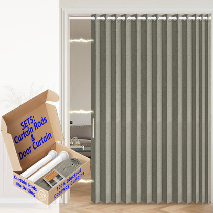 AJAZZ Blackout Accordion Door Magnetic Door Curtain Folding Closet Doors Curtain Invisible for Bedroom Room Living Room Doorway, Grey 42" W x 78" L, 1 Panel