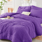 Queen Comforter Set - 7PCS Bed in a Bag, Seersucker Bedding Set, Beige