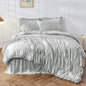 Bonlino Wheat Ruched Comforter Set Queen Size Ruffle Comforter Bedding