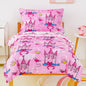 Mooreeke Toddler Bedding Sets for Girls,4 Pieces Blue Ocean Animals Printed