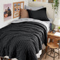 Queen Comforter Set - 7PCS Bed in a Bag, Seersucker Bedding Set, Dark Grey
