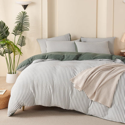 Comforter Queen Set Grid Black 100% Soft Washed Microfiber Jacquard 3 Pieces Grid Bedding Sets Grey White Comforter Queen for All Seasons and 2 Pillowcases Comfort Breathable