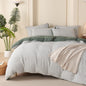 Comforter Queen Set Grid Black 100% Soft Washed Microfiber Jacquard 3 Pieces Grid Bedding Sets Grey White Comforter Queen for All Seasons and 2 Pillowcases Comfort Breathable