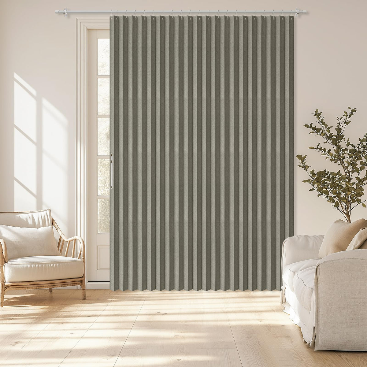 AJAZZ Blackout Accordion Door Magnetic Door Curtain Folding Closet Doors Curtain Invisible for Bedroom Room Living Room Doorway, Grey 42" W x 78" L, 1 Panel