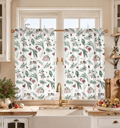 Miss Adola 36 Inch Length Kitchen Tier Curtains Pumpkin Leaf Cafe Curtains