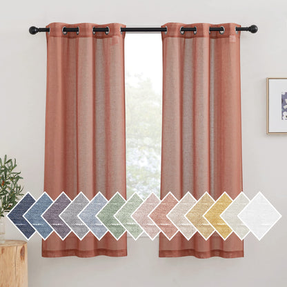 NICETOWN Semi Sheer Linen Ivory Curtains for Bedroom, W52xL84, 2 Panels