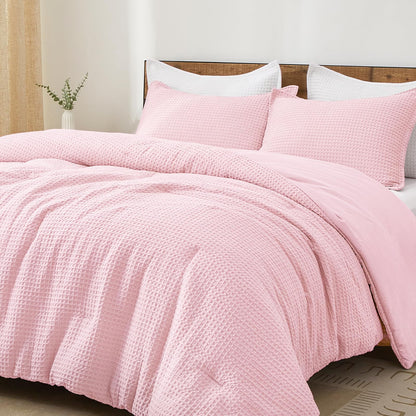 PHF Ultra Soft Waffle Comforter Set 3 Pieces King, Linen