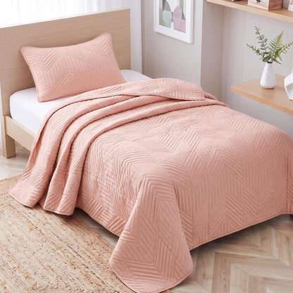 Exclusivo Mezcla Ultrasonic Full Queen Quilt Bedding Set, Beige Cream