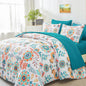DHSFKBE Floral Comforter Set Queen Size,7 Piece Orange Bed in a Bag, Elegant Flower Pattern Comforter Set with Sheet, Soft Microfiber Complete Bedding Sets for All Season