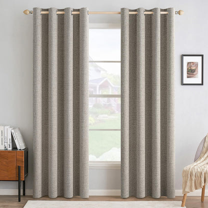 MIULEE 100% Blackout Linen Curtains for Bedroom 52x90 Inches Natural Beige