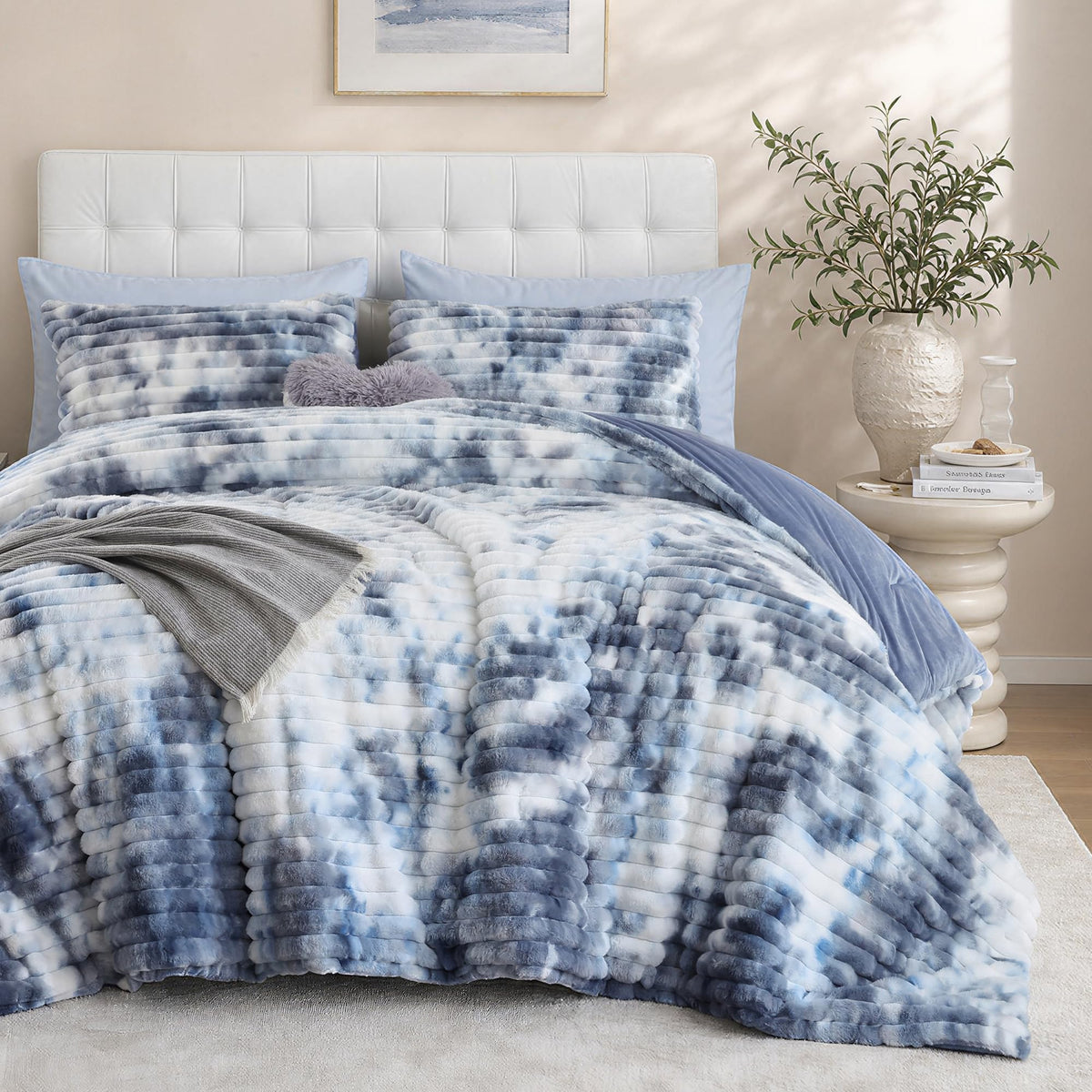 Smoofy Fluffy Queen Size Comforter 3 PCS - Pink Fleece Bedding Set