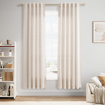 Nanspring Linen Kitchen Window Curtains Over Sink for Cafe 36x36 Inch Cream