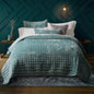 RECYCO Channel Box Stitch Velvet Quilt Set, King Size, Beige