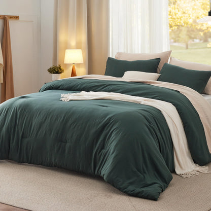 Bedsure King Comforter Set Prewashed Soft Bedding Set 3Pcs Beige 104"x90"